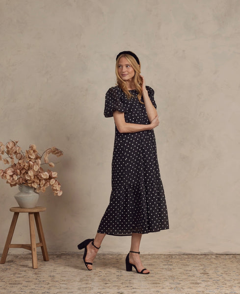 Women's Claire Dress | Black and Ivory Dot