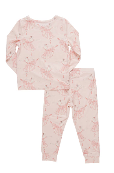 Kids Bamboo PJ Set Pink Ballerinas