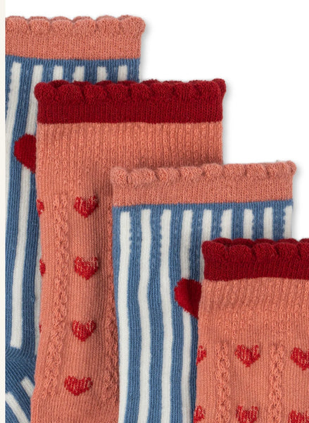 2 pack jaquard socks - heart mix