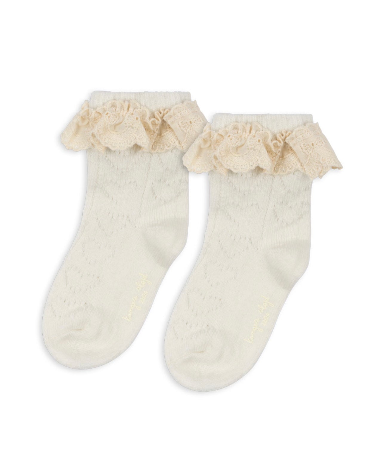 Wool Pointelle Lace Socks Beige