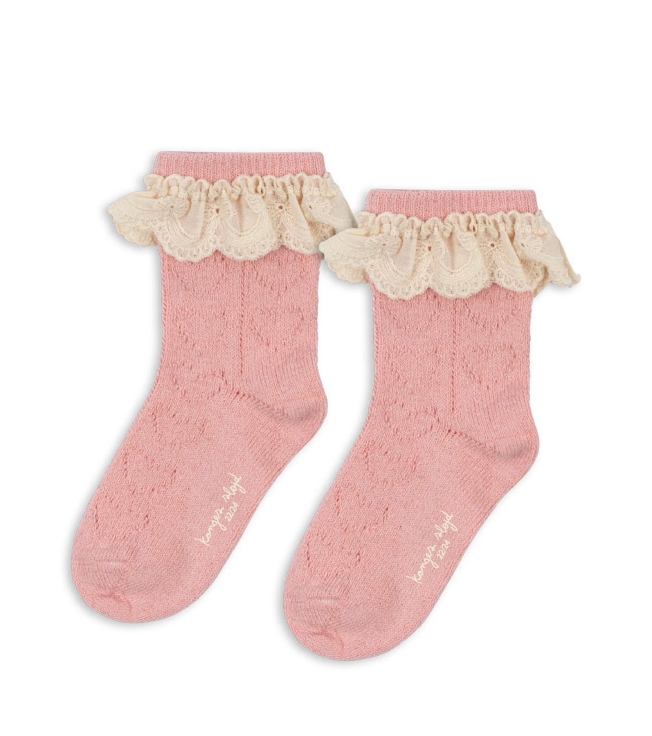 Wool Pointelle Lace Socks Rose