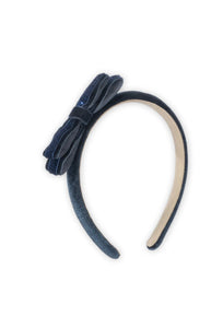velvet bow hairbrace - navy