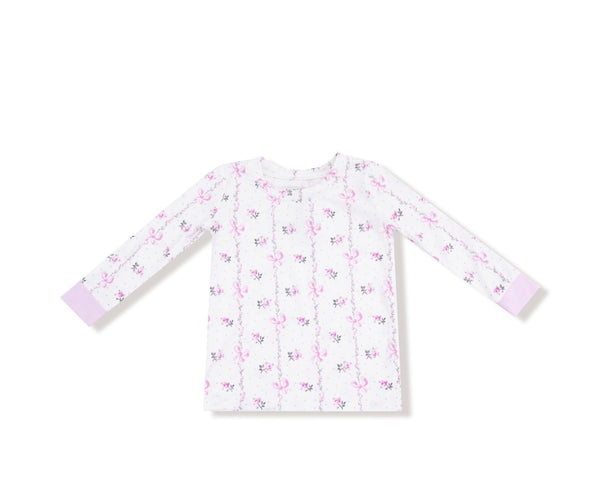 Dainty Buds And Bows Stripe - L/s Loungewear Set