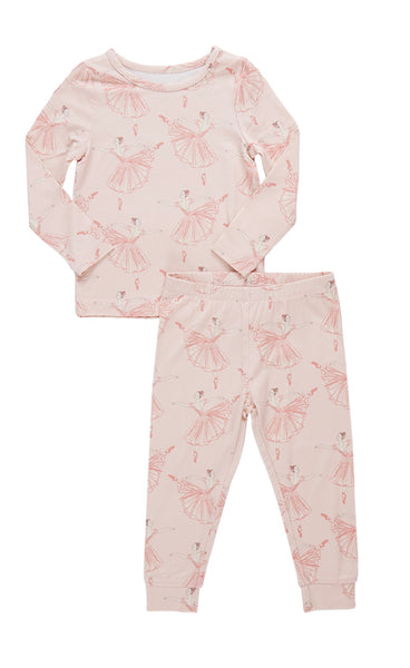 Kids Bamboo PJ Set Pink Ballerinas