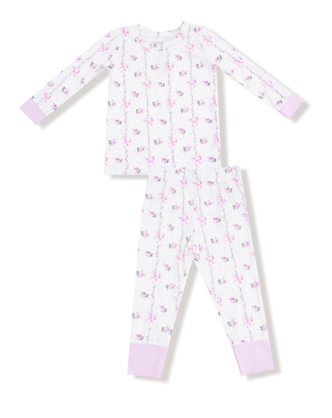 Dainty Buds And Bows Stripe - L/s Loungewear Set