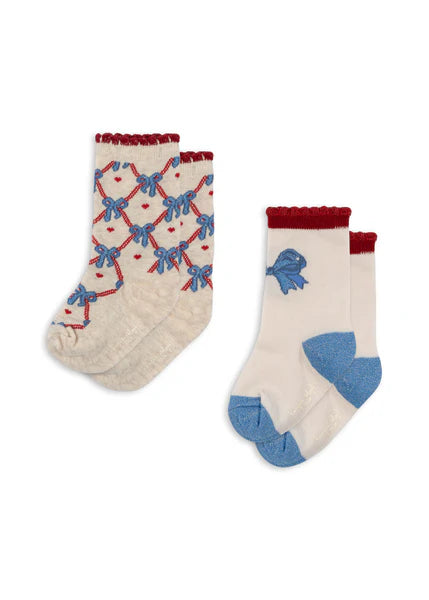 2 Pack Jaquard Bow Socks