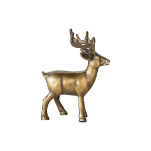 Cast Aluminum Reindeer, Antique Gold Finish