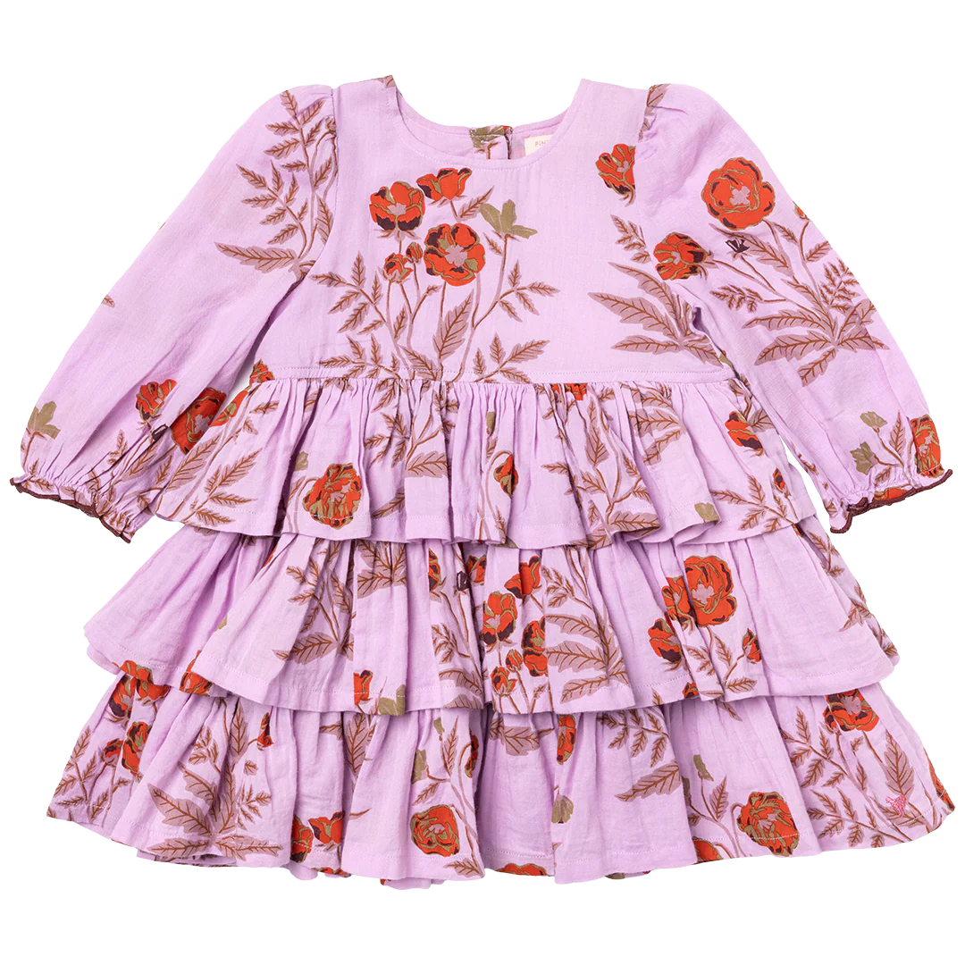 Girls Fleur Dress - Lavender Poppy