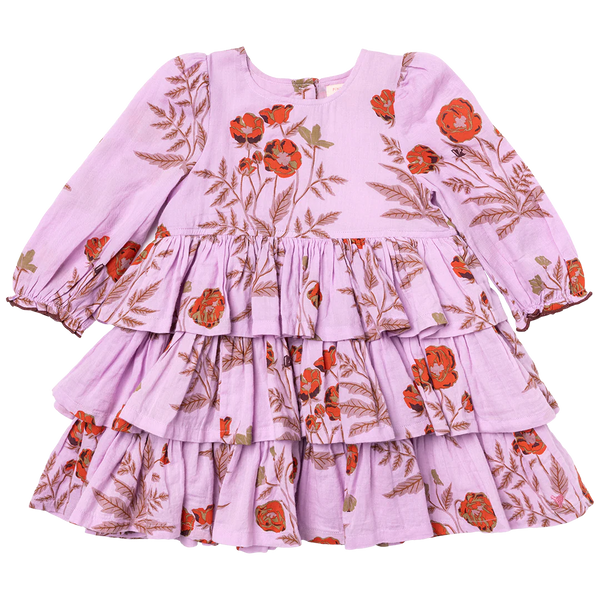 Girls Fleur Dress - Lavender Poppy