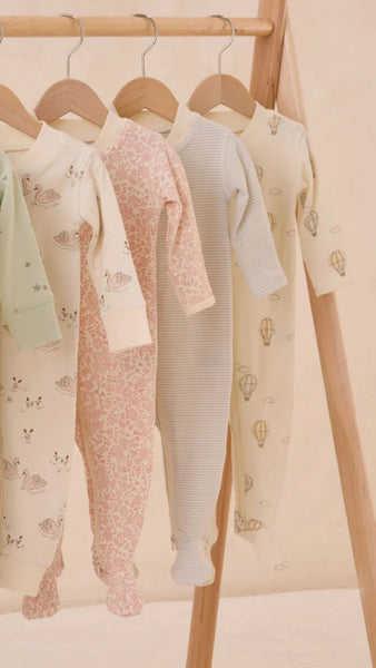 Zip Long Sleeve Sleeper Footie || Sky Micro Stripe