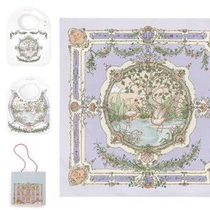 Carré & Satin Bib Set, Tapestry – Violet with Gift Box Set