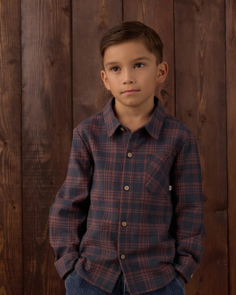 Collared Long Sleeve Shirt Midnight Plaid