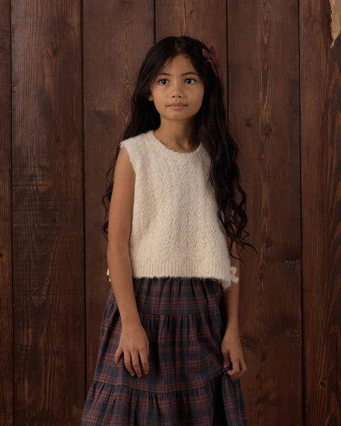 Tiered Midi Skirt Midnight Plaid