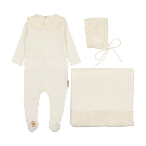GRACEFUL COLLAR LAYETTE SET IVORY