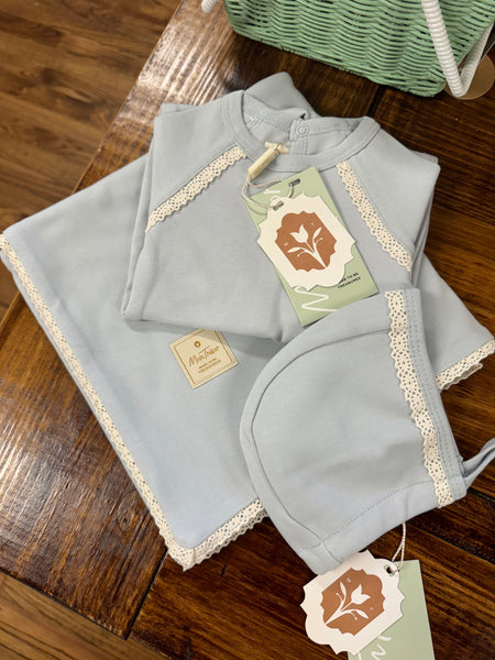 RUSTIC ACCENTS LAYETTE SET BLUE DAWN