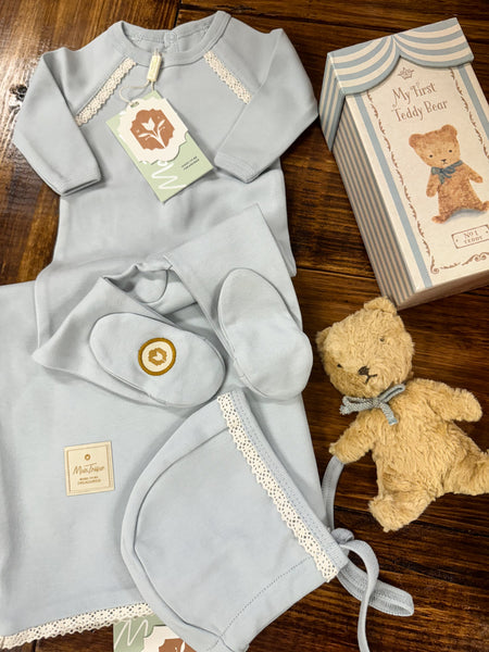 RUSTIC ACCENTS LAYETTE SET BLUE DAWN