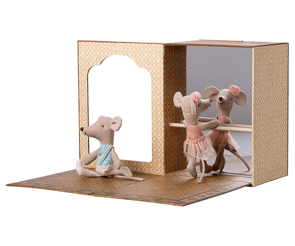 Ballet mice in dance studio, Little sister and brother