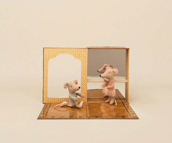 Ballet mice in dance studio, Little sister and brother