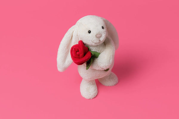 Cream Bunny with Rose