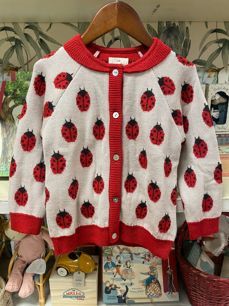 belou knit cardigan - ladybug