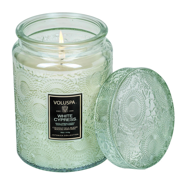 WHITE CYPRESS LARGE JAR CANDLE