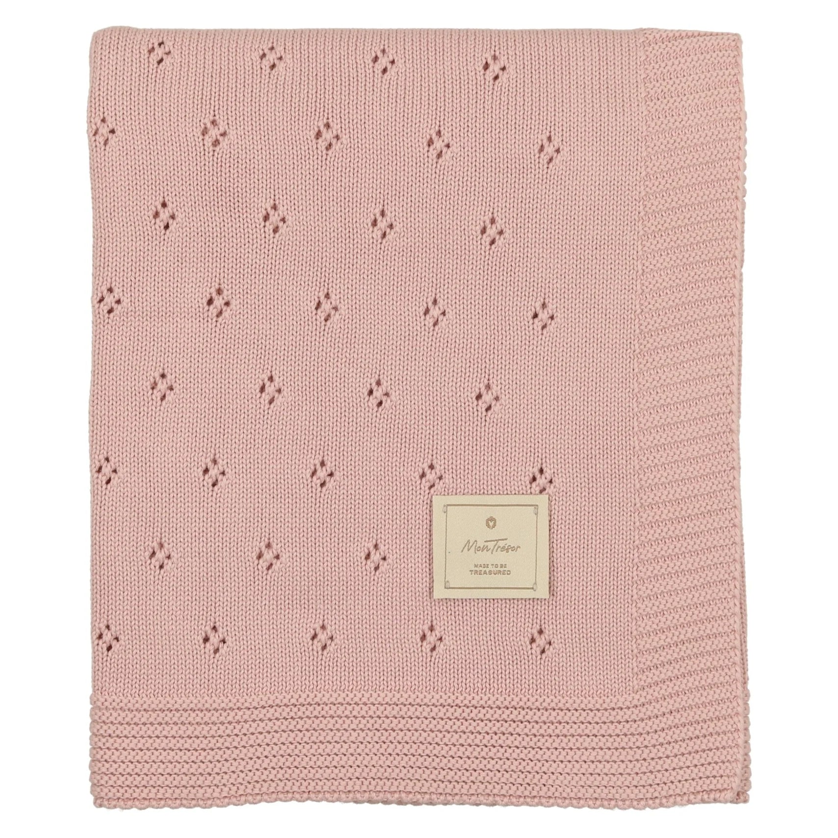 PERFECT POINTELLE KNIT BLANKET LIGHT ROSE