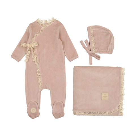 TIED UP IN LACE LAYETTE SET ROSE SMOKE
