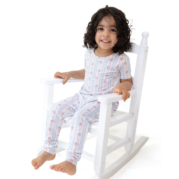 Anna Floral Stripe Short Sleeve Loungewear Set