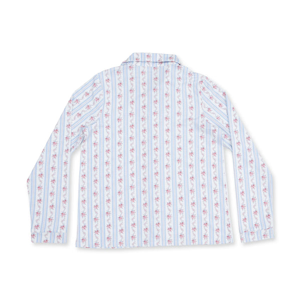Anna Floral Stripe - Adult Long Sleeve Coat Style And Pant With Pockets