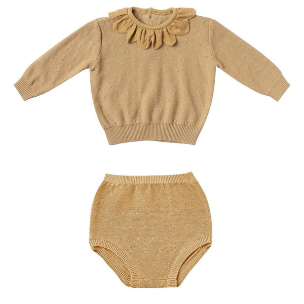 Honey Petal Knit Sweater and Bloomer/ Bonnet Set