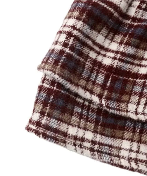 Tiered Mini Skirt || Burgundy Plaid
