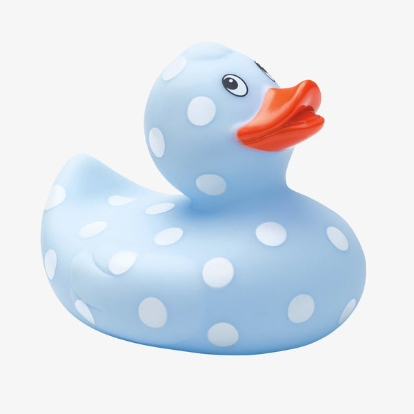 BLUE POLKA DOT RUBBER DUCKIE