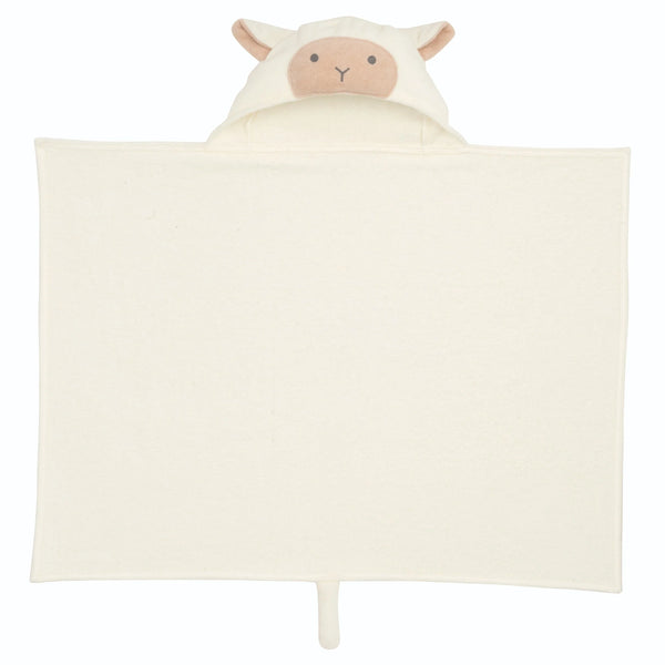 CREAM LAMBIE HOODED BABY BATH WRAP