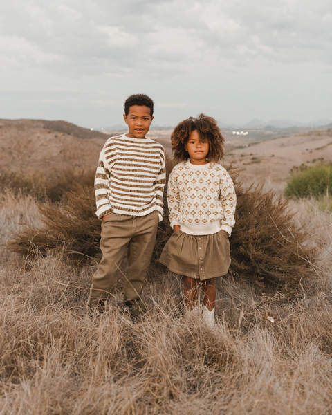 Chenille Sweater || Olive Stripe