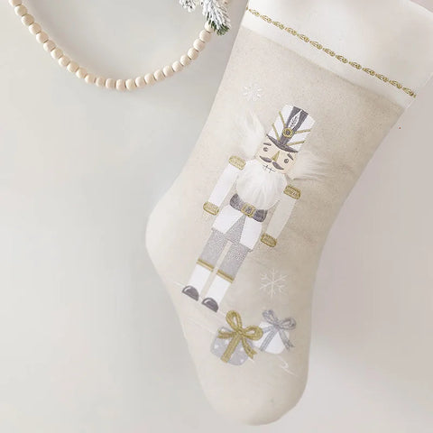 WHITE NUTCRACKER STOCKING