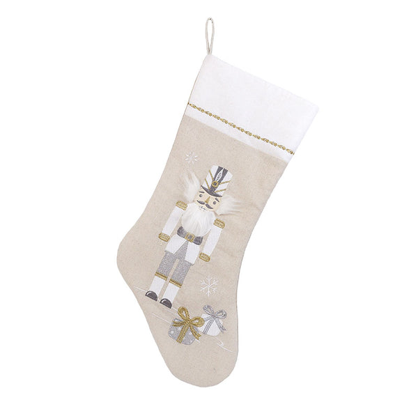 WHITE NUTCRACKER STOCKING