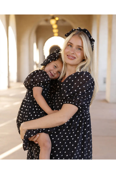 Women's Claire Dress | Black and Ivory Dot