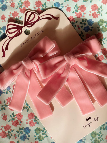 2 Pack Double Bow Velvet Hair Clips