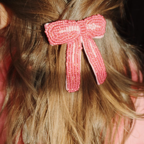 Pearl Bow Hair Clip: Bubblegum