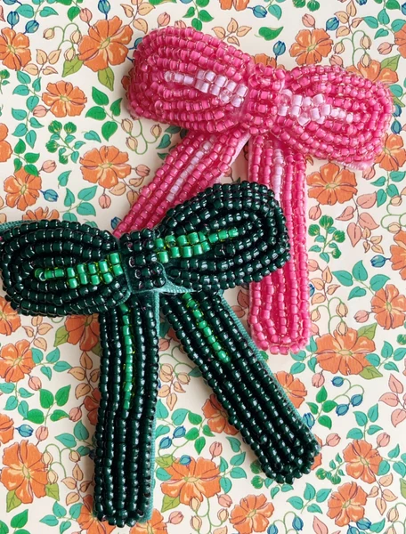 Pearl Bow Hair Clip: Bubblegum