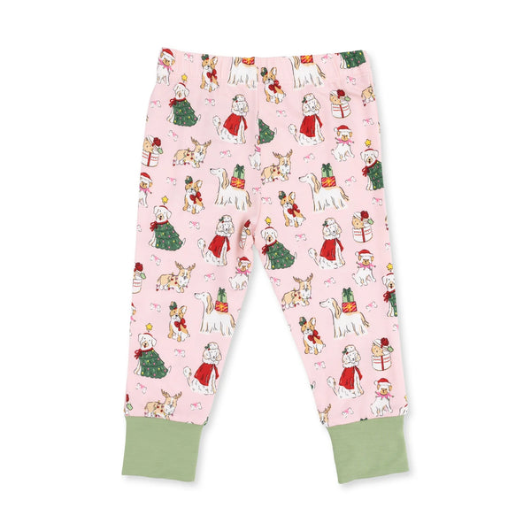 Christmas Dogs Pink - Bamboo Long Sleeve Loungewear Set