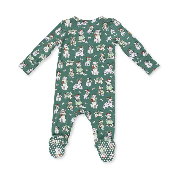 Christmas Dogs Green - 2 Way Zipper Footie