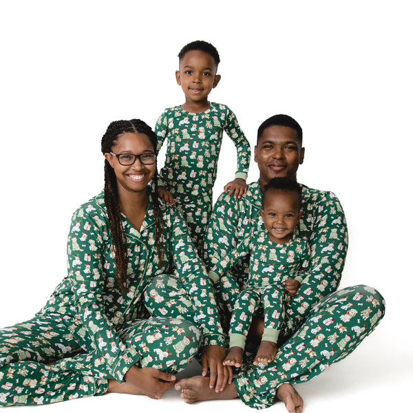 Christmas Dogs Green - Adult Uni Long Sleeve Coat Style and Pant with Pockets