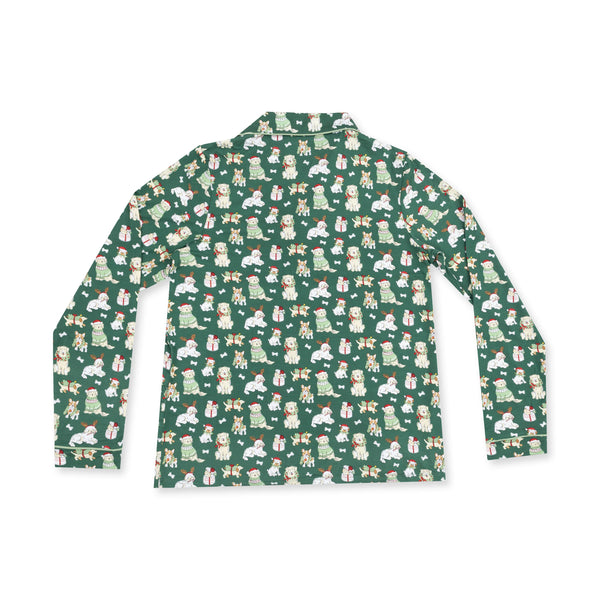 Christmas Dogs Green - Adult Uni Long Sleeve Coat Style and Pant with Pockets