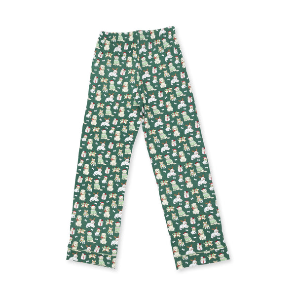 Christmas Dogs Green - Adult Uni Long Sleeve Coat Style and Pant with Pockets
