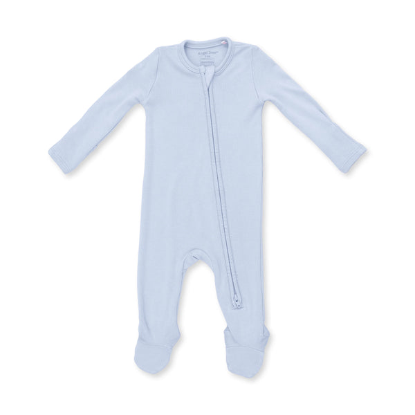 Solid Sheer Blue Rib 2 Way Zipper Footie