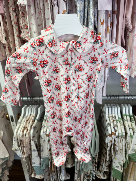 Rose Bow Lattice - Peter Pan 2 Way Zipper Footie