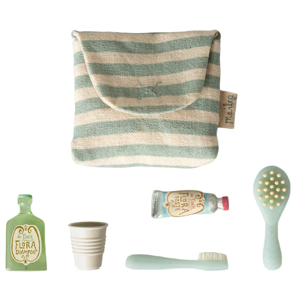Tooth brush set in bag, Mouse -Blue stripe
