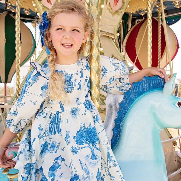 Girls Brooke Dress - Blue Circus