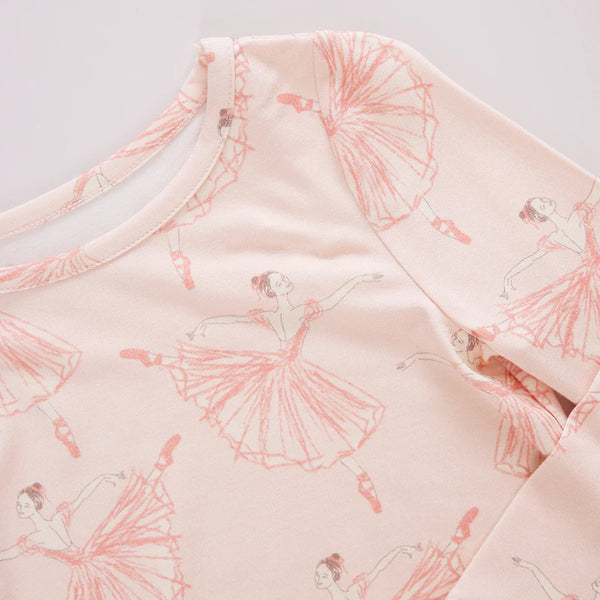 Kids Bamboo PJ Set Pink Ballerinas